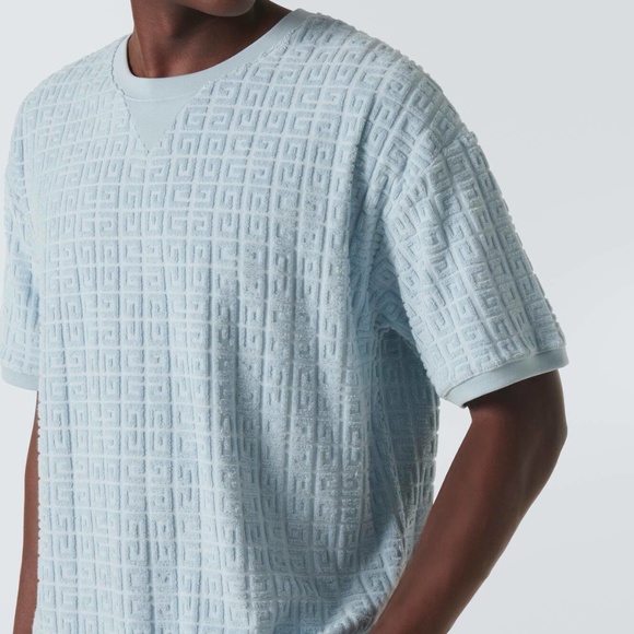 size 3XL Givenchy Terry 4G T-Shirt Blue Cotton Blend Jacquard - Picture 4 of 9